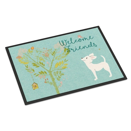 Carolines Treasures Welcome Friends White Chihuahua Indoor or Outdoor Mat, 24 x 36 in. BB7629JMAT